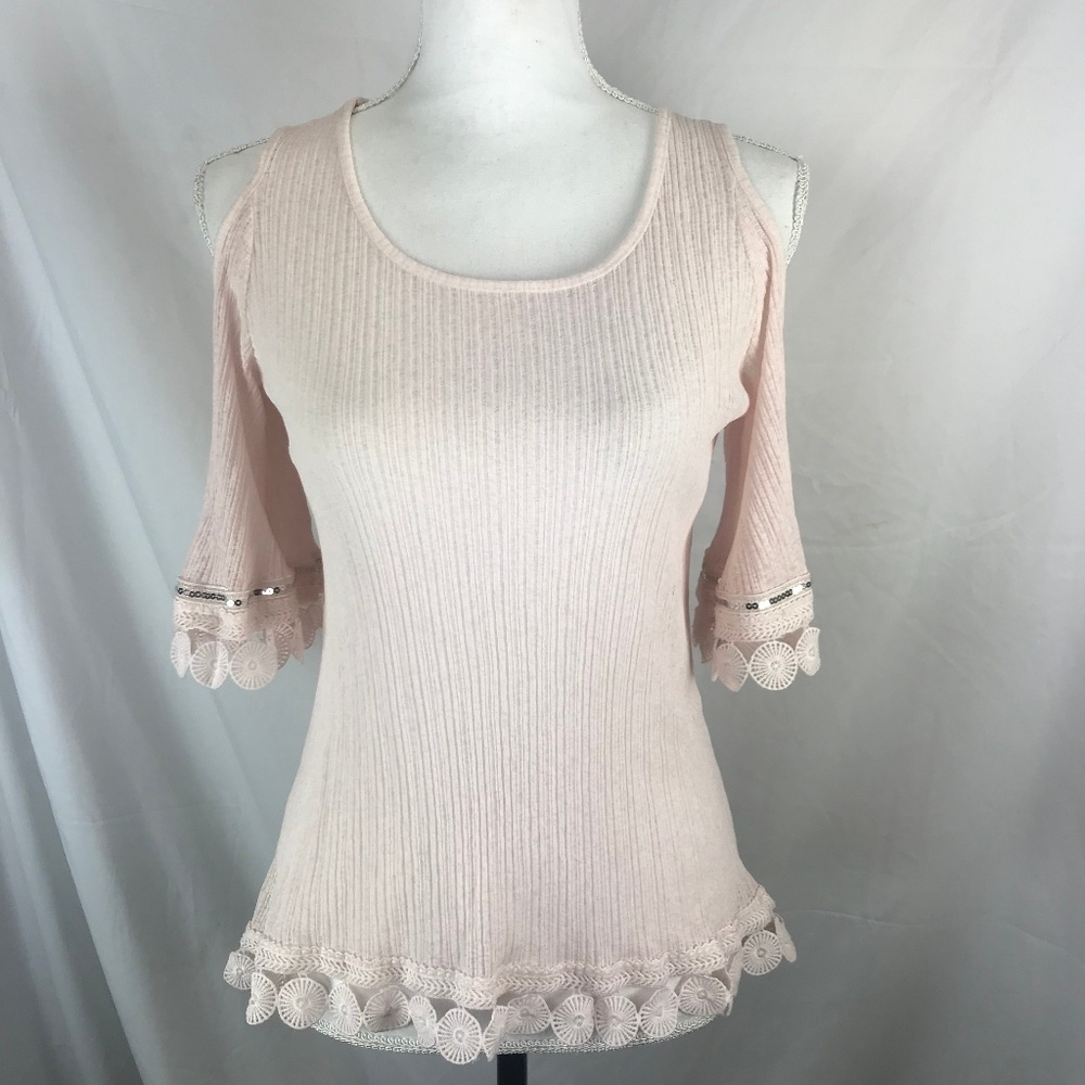 Maya Lucky Womens Open Shoulder Shirt Pink Sm - Picture 1 of 6